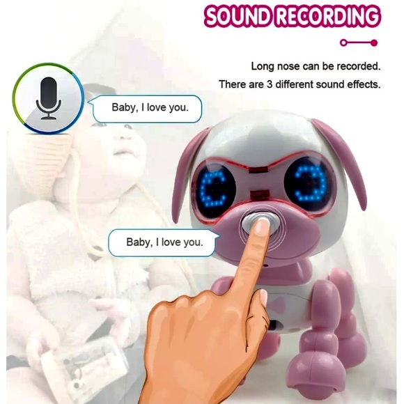 Light Pink Robot Pup Smart-LED-Sings-Speaks-Lights Up-Barks-Shakes-NEW - Picture 6 of 11